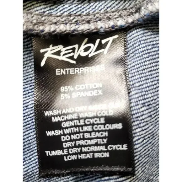 Revolt Tubbo Celestial Moment By the Sea Denim Jacket Full Zip Painted 2XL (2X)